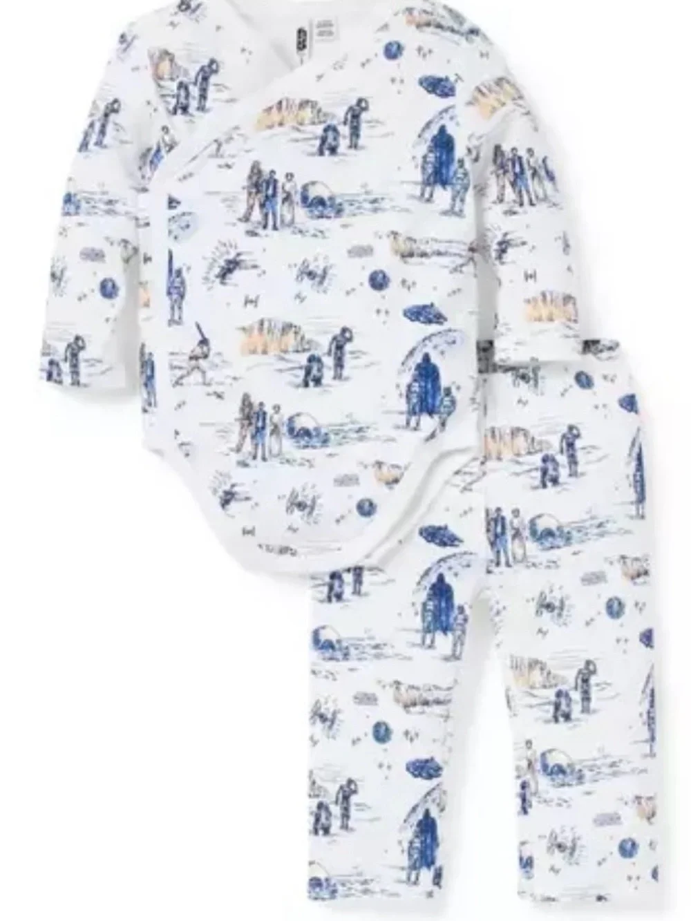 Star Wars Janie and Jack 3-6M White and Navy Screen-Print baby top and pant set